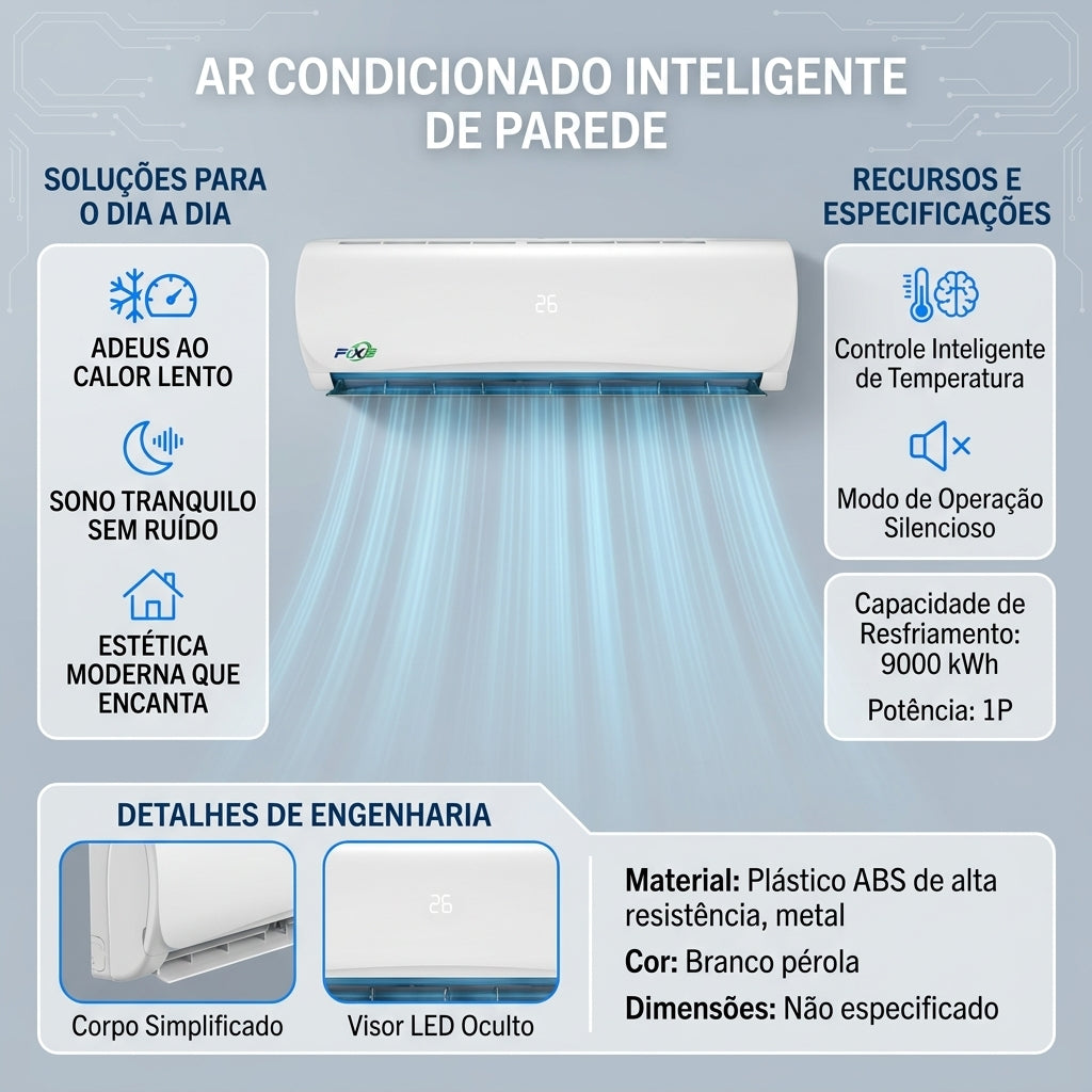 Ar Condicionado Split Fixxe 1P 9000 BTU Inteligente Resfriamento Rápido Modo Silencioso
