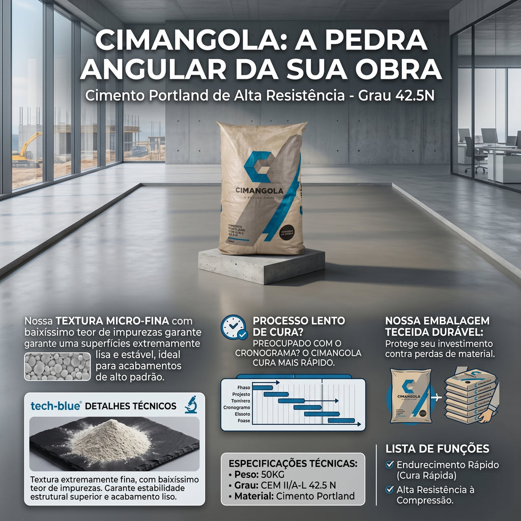 Cimento Cimangola 42.5N Portland | Alta Resistência e Endurecimento Rápido