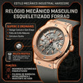 Relógio Mecânico Automático FORRAD Rosê Bisel com Parafusos Expostos Design Robusto