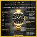Relógio de Quartzo Masculino KASRLUO Todo Dourado Aço Inoxidável Banhado a Ouro