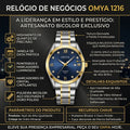 Relógio Executivo OMYA Modelo 1216 Movimento Quartzo Calendário Ponteiros Luminosos