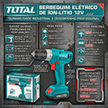 Berbequim Elétrico de Lítio-Íon TOTAL 12V Torque Máximo 20NM 15+1 Níveis de Torque