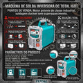 Inversora de Solda TOTAL IGBT DC 10-200A Tensão 220-240V Display Digital Proteção Superaquecimento