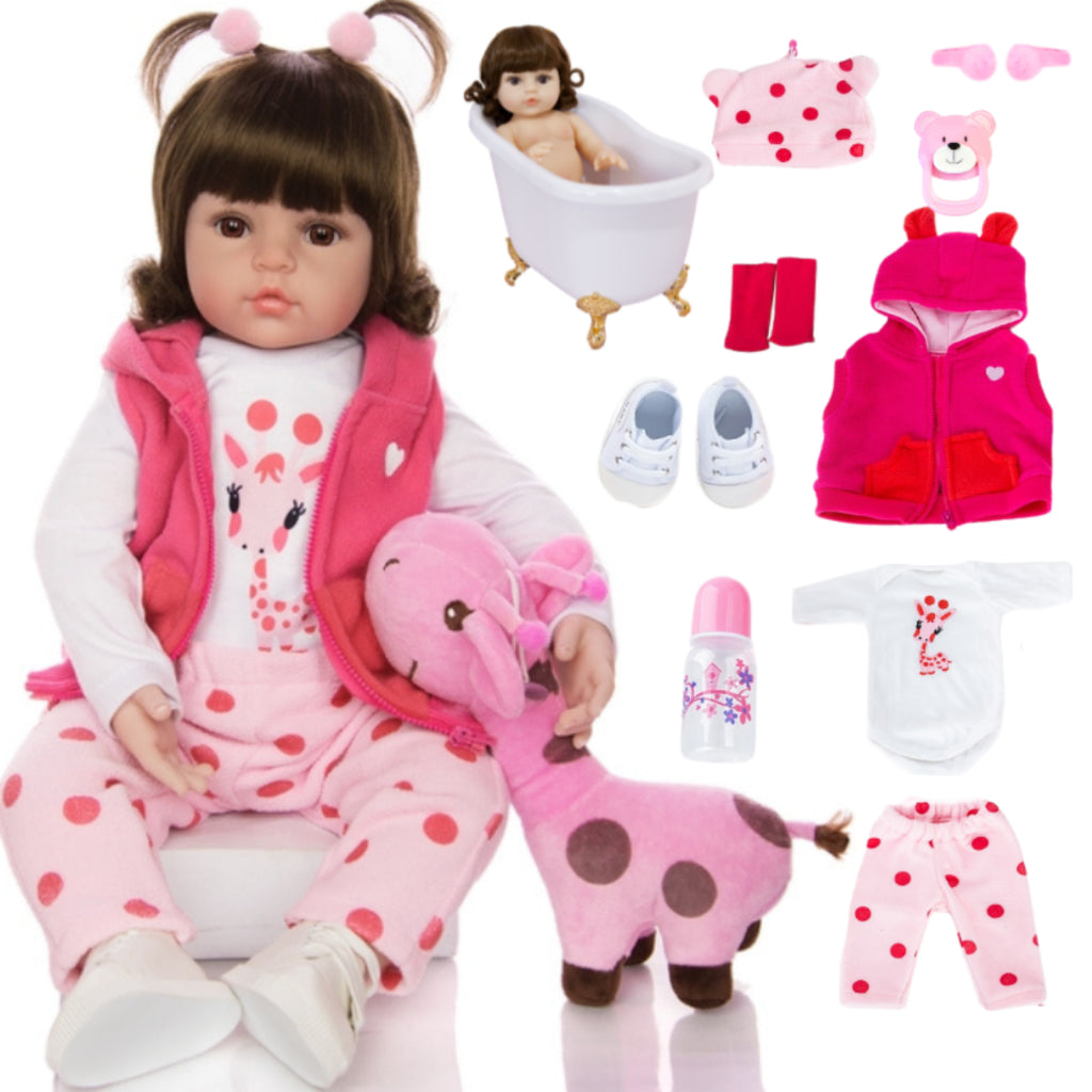 Bebê Reborn Boneca Realista Girafinha Luxo Em Silicone Pode Dar Banho Envio Imediato