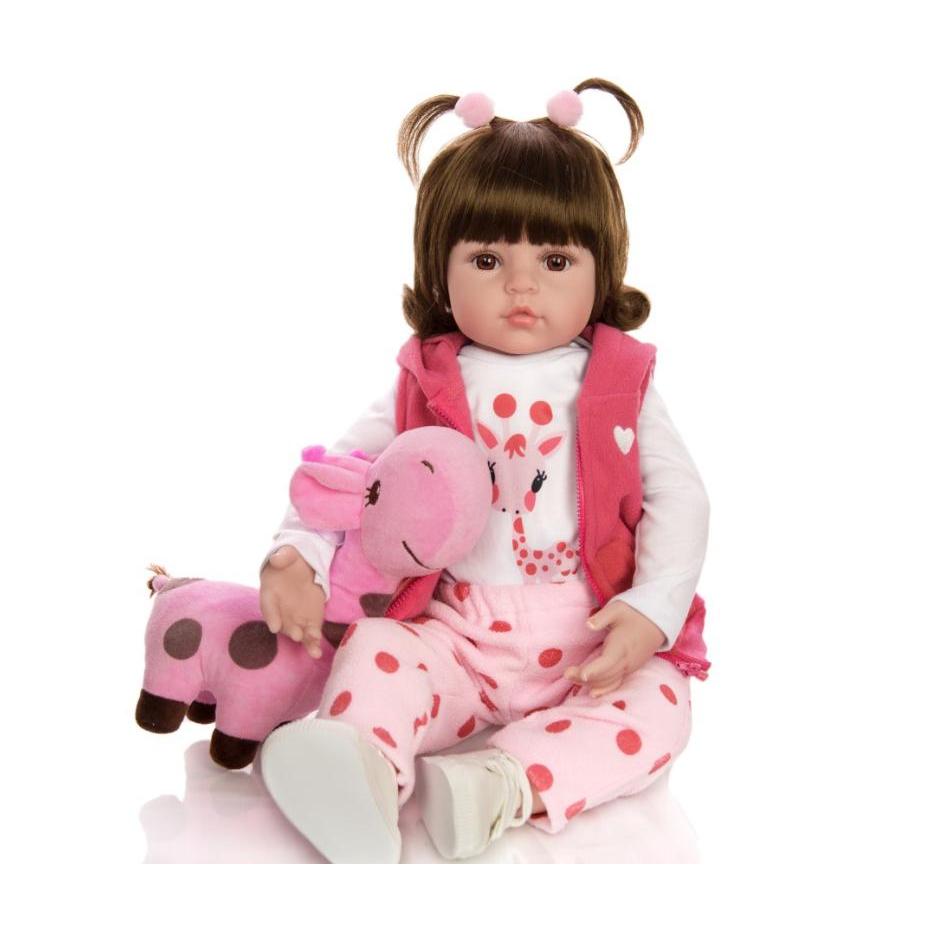 Bebê Reborn Boneca Realista Girafinha Luxo Em Silicone Pode Dar Banho Envio Imediato