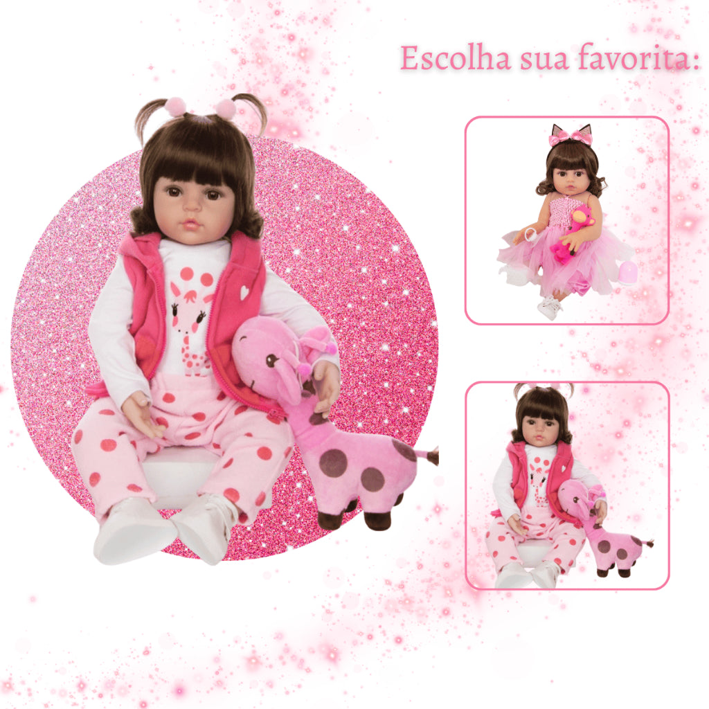 Bebê Reborn Boneca Realista Girafinha Luxo Em Silicone Pode Dar Banho Envio Imediato