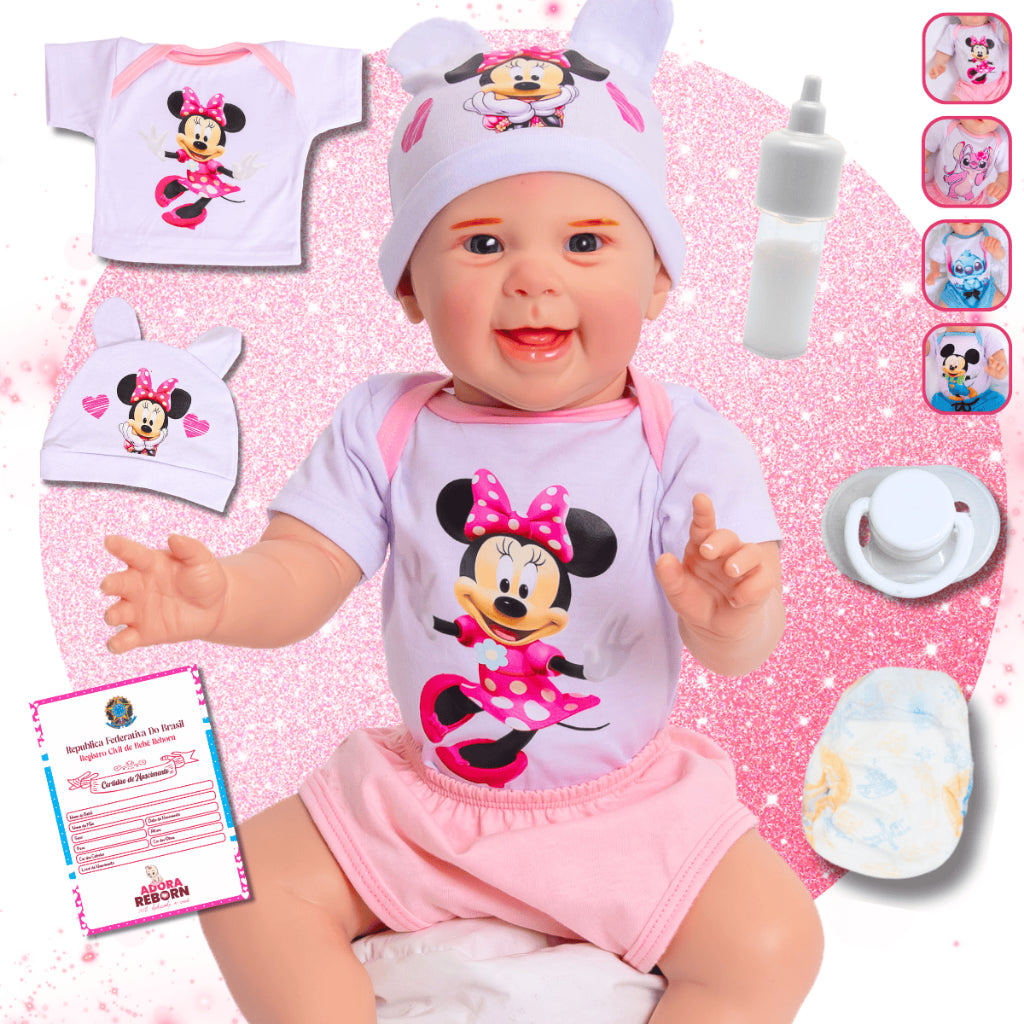 Bebê Reborn Boneco Stitch Menino Original Realista de Silicone Pode Dar Banho
