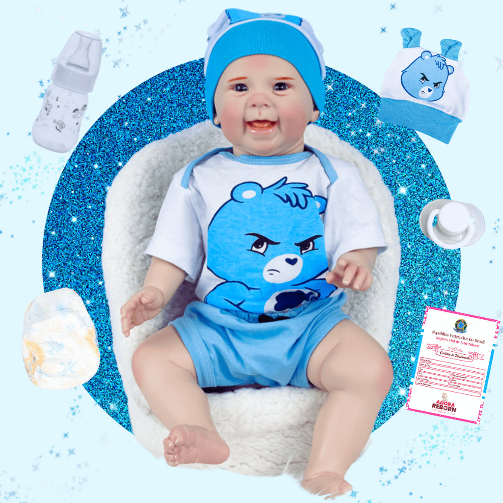 Bebê Reborn Boneco Stitch Menino Original Realista de Silicone Pode Dar Banho