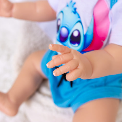 Bebê Reborn Boneco Stitch Menino Original Realista de Silicone Pode Dar Banho