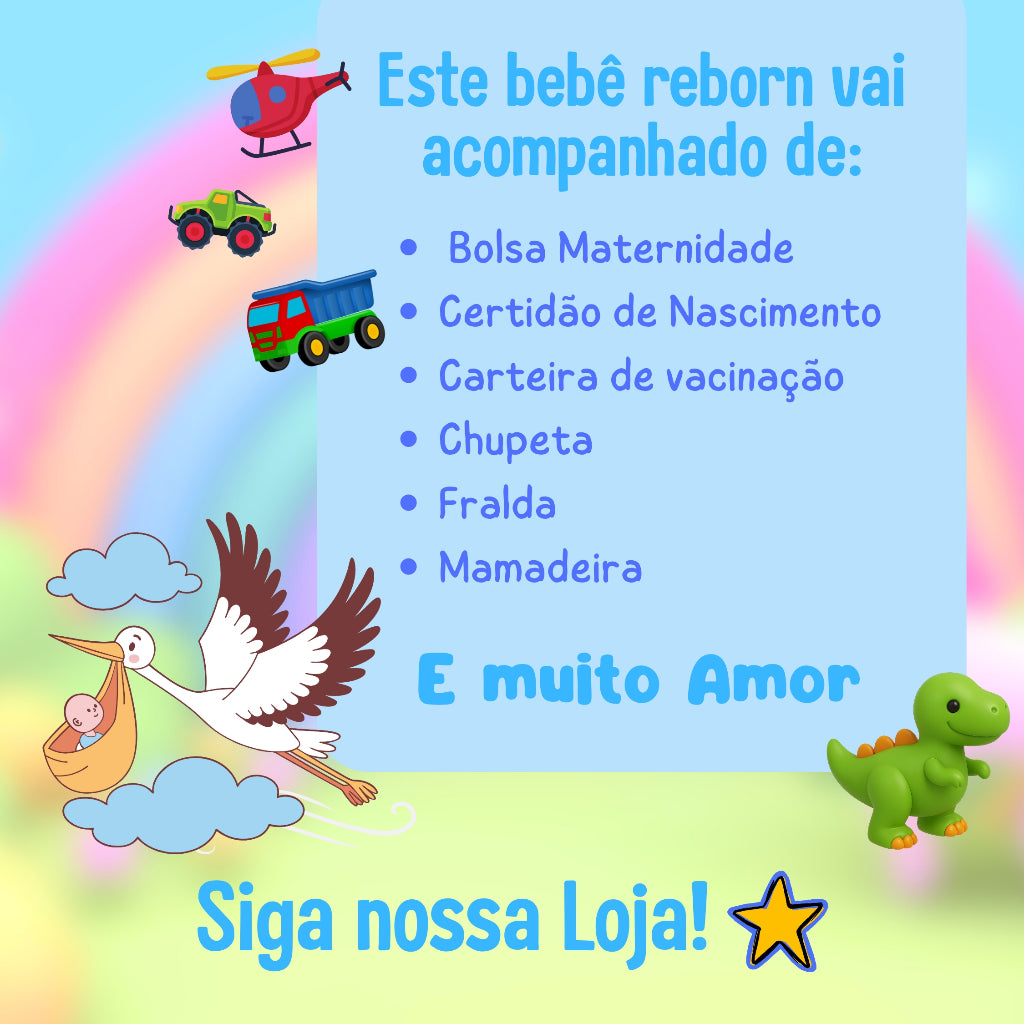 Bebê Reborn Boneco Stitch Menino Original Realista de Silicone Pode Dar Banho