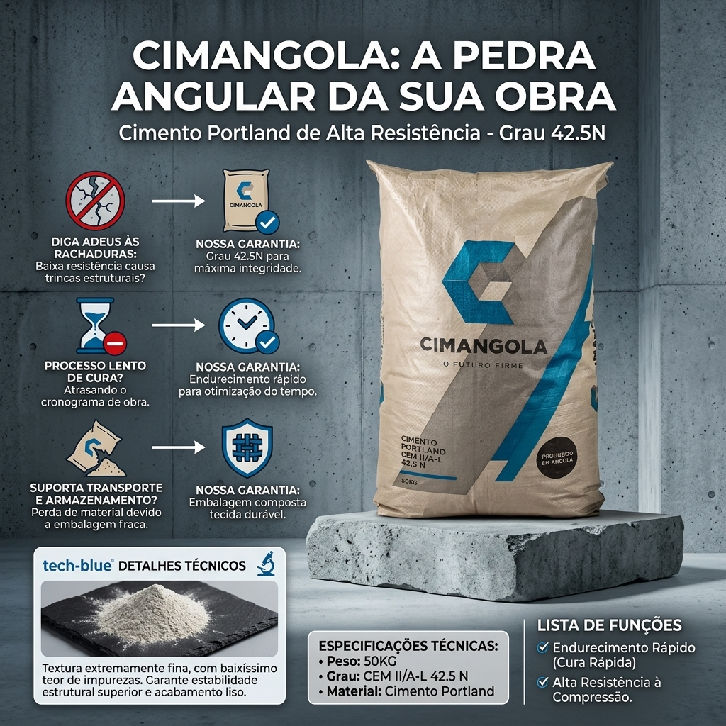 Cimento Cimangola 42.5N Portland | Alta Resistência e Endurecimento Rápido